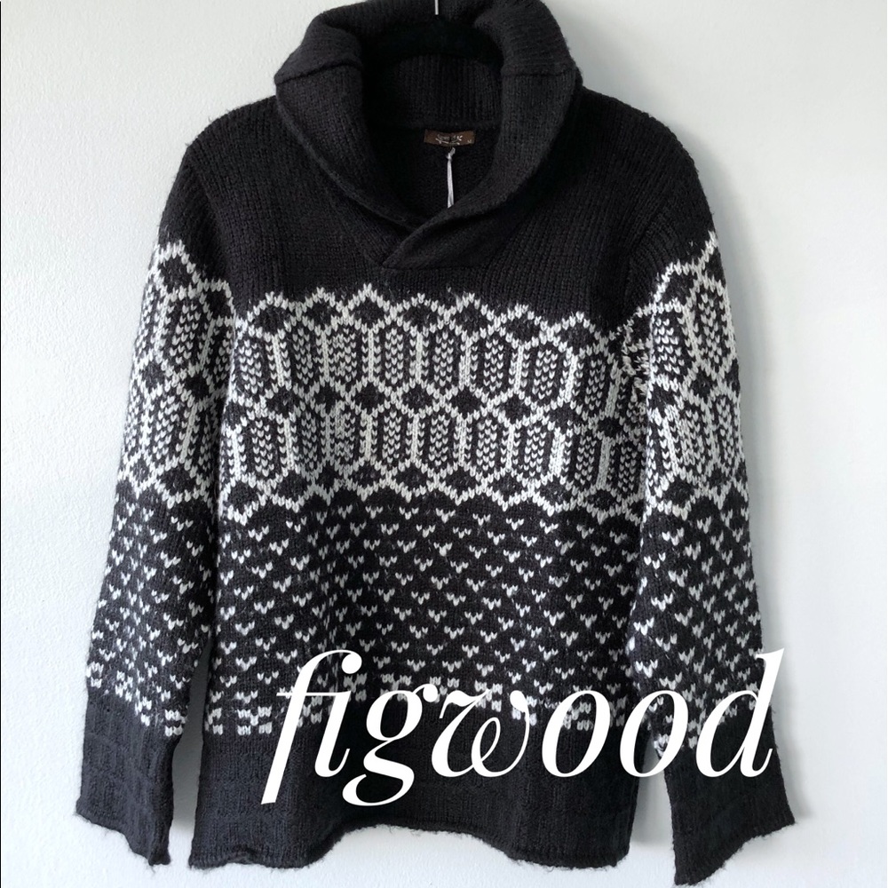 shawl collar chunky sweater figwood by banyon tree